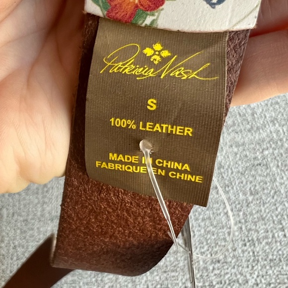 Patricia Nash Vietri Leather Belt Mini Meadows Floral Print Ivory Small NWT - Picture 5 of 9